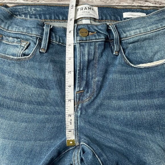 Frame Denim Le Garcon Crop Jeans Mt. Snow Medium Blue Size 26 Pockets Ankle Zip - Picture 11 of 12